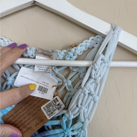 Charmosa Maya Swim Crochet Maxi Length Cover Up Blue White Macrame Resort S - Picture 8 of 9